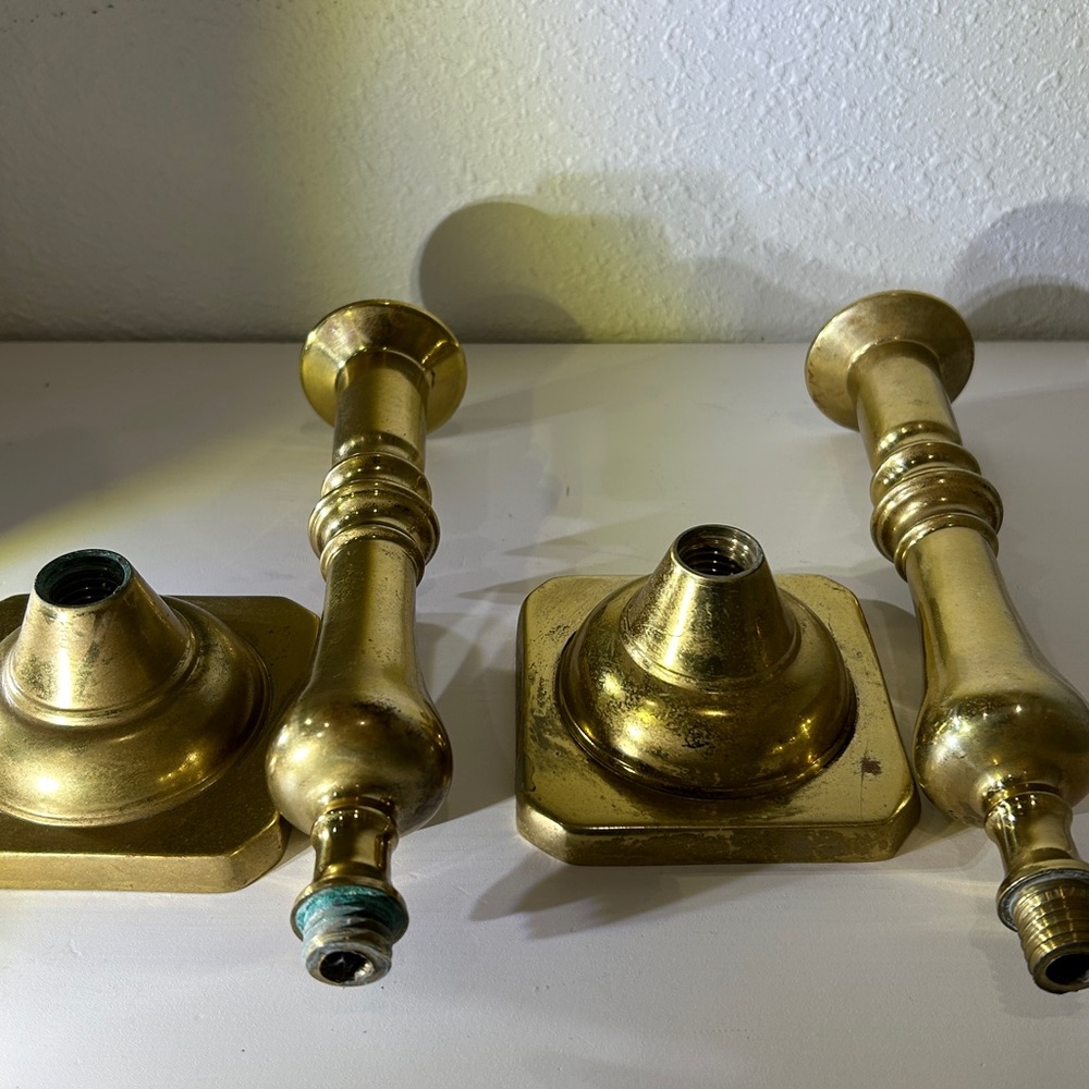 Vintage 60’s Harvin Virginia Metalcrafters Solid Brass Heavy Candlesticks - Picture 8 of 14